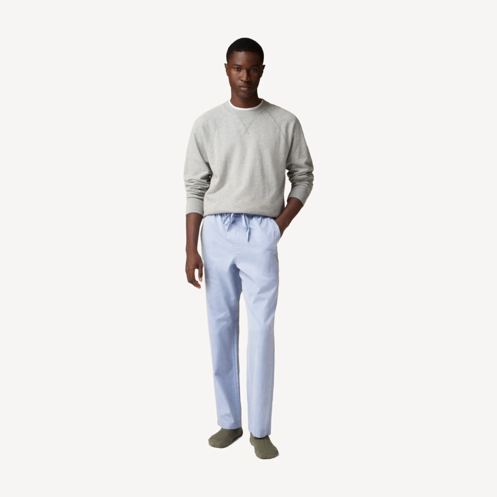Pajama pant in cotton herringbone