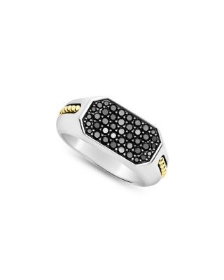 Lagos Men's 18K Yellow Gold & Sterling Silver Anthem Black Diamond Cluster Ring