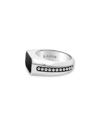 Lagos Men's Sterling Silver Anthem Onyx Octagon Ring