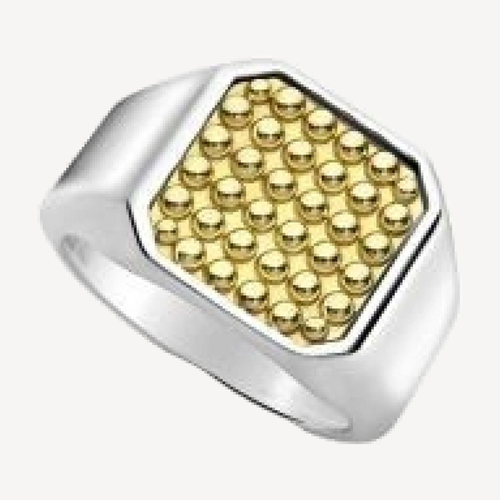 Lagos Men's 18K Yellow Gold & Sterling Silver Anthem Caviar Beaded Square Ring