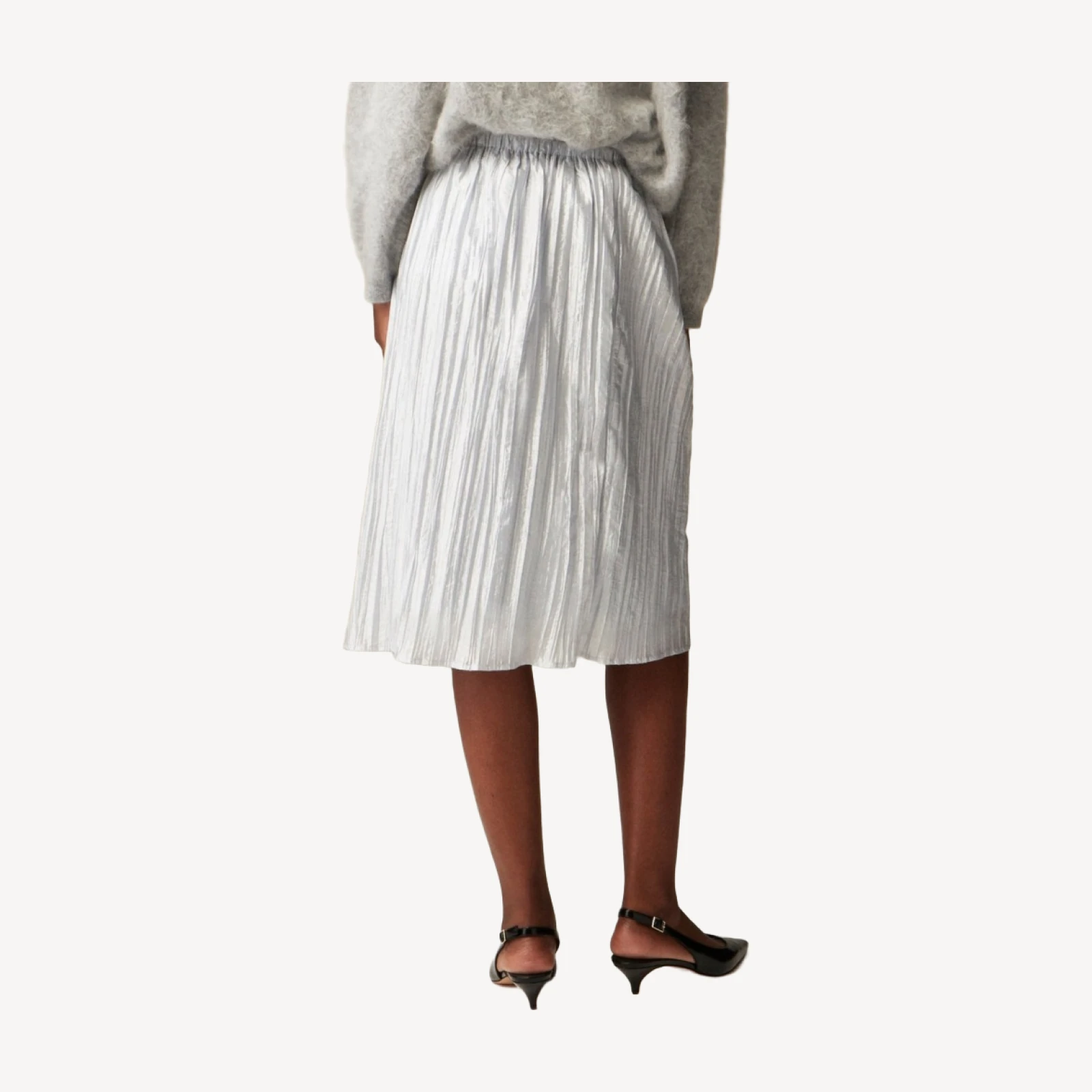 Collection knee-length skirt in crinkled nylon