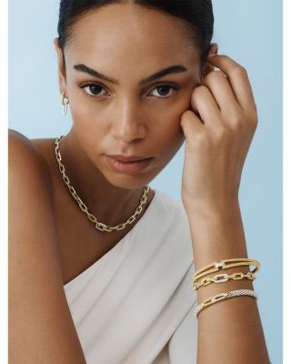 Lagos 18K Yellow Gold & Silver Caviar Lux-Clip Diamond Link Bracelet - Exclusive