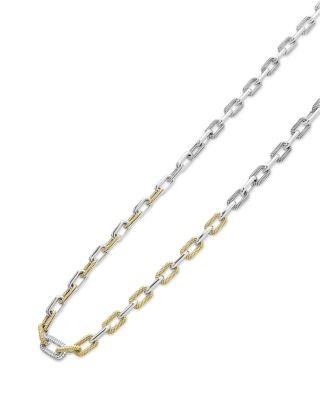 Lagos 18K Yellow Gold & Silver Caviar Lux-Clip Diamond Link Necklace, 18 - Exclusive