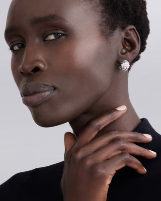 Lagos Sterling Silver Ceramic Pink Caviar Omega Clip Earrings