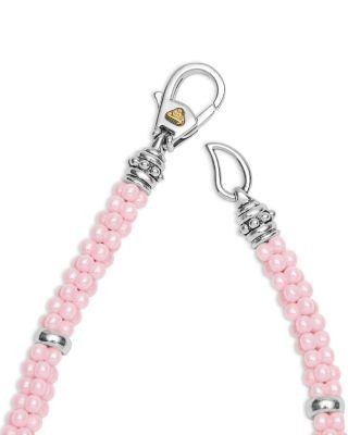 Lagos 18K Yellow Gold & Sterling Silver Pink Caviar Ceramic Bead Bracelet
