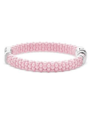 Lagos Sterling Silver Pink Caviar Diamond Circle Ceramic Bead Bracelet