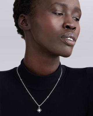 Lagos Sterling Silver Luna Cultured Pearl Fleur Pendant Necklace, 16-18