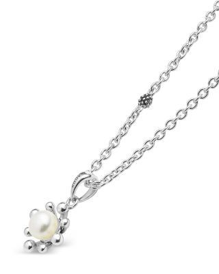 Lagos Sterling Silver Luna Cultured Pearl Fleur Pendant Necklace, 16-18