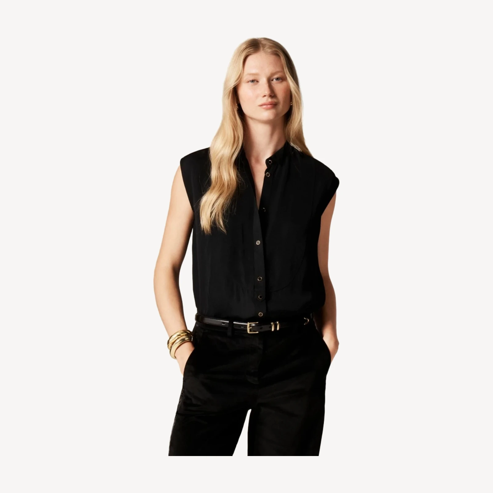 Jules sleeveless tuxedo top