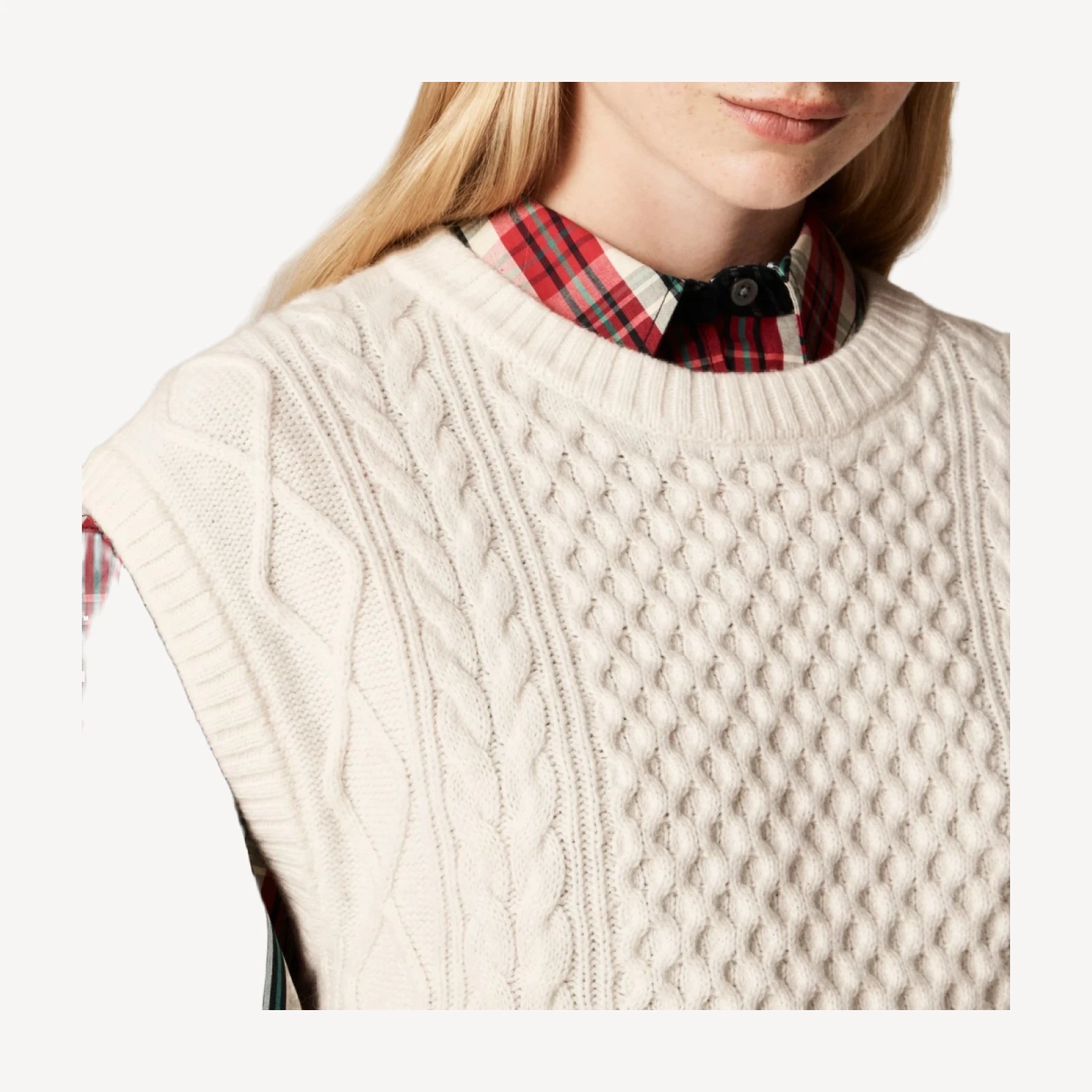 Cable-knit shell in wool blend