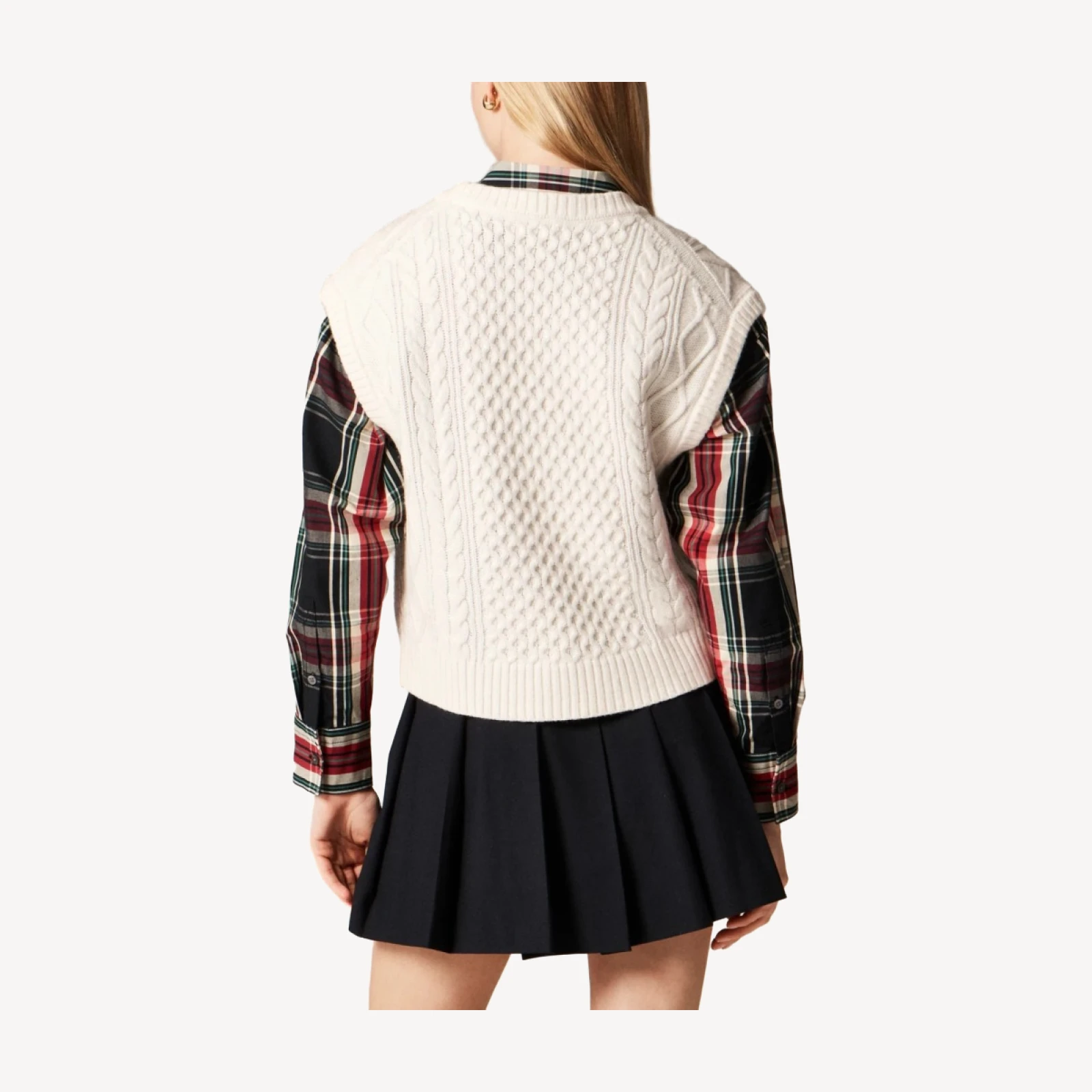 Cable-knit shell in wool blend