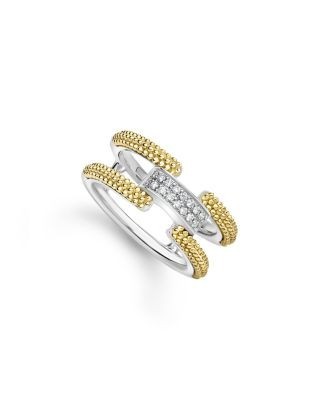 Lagos 18K Yellow Gold & Sterling Silver Caviar Lux Clip Diamond Pave Ring - Exclusive
