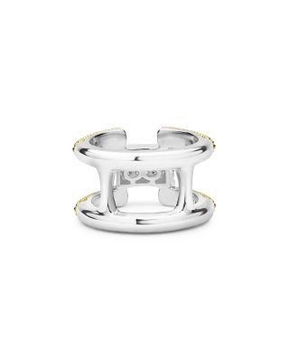 Lagos 18K Yellow Gold & Sterling Silver Caviar Lux Clip Diamond Pave Statement Ring - Exclusive