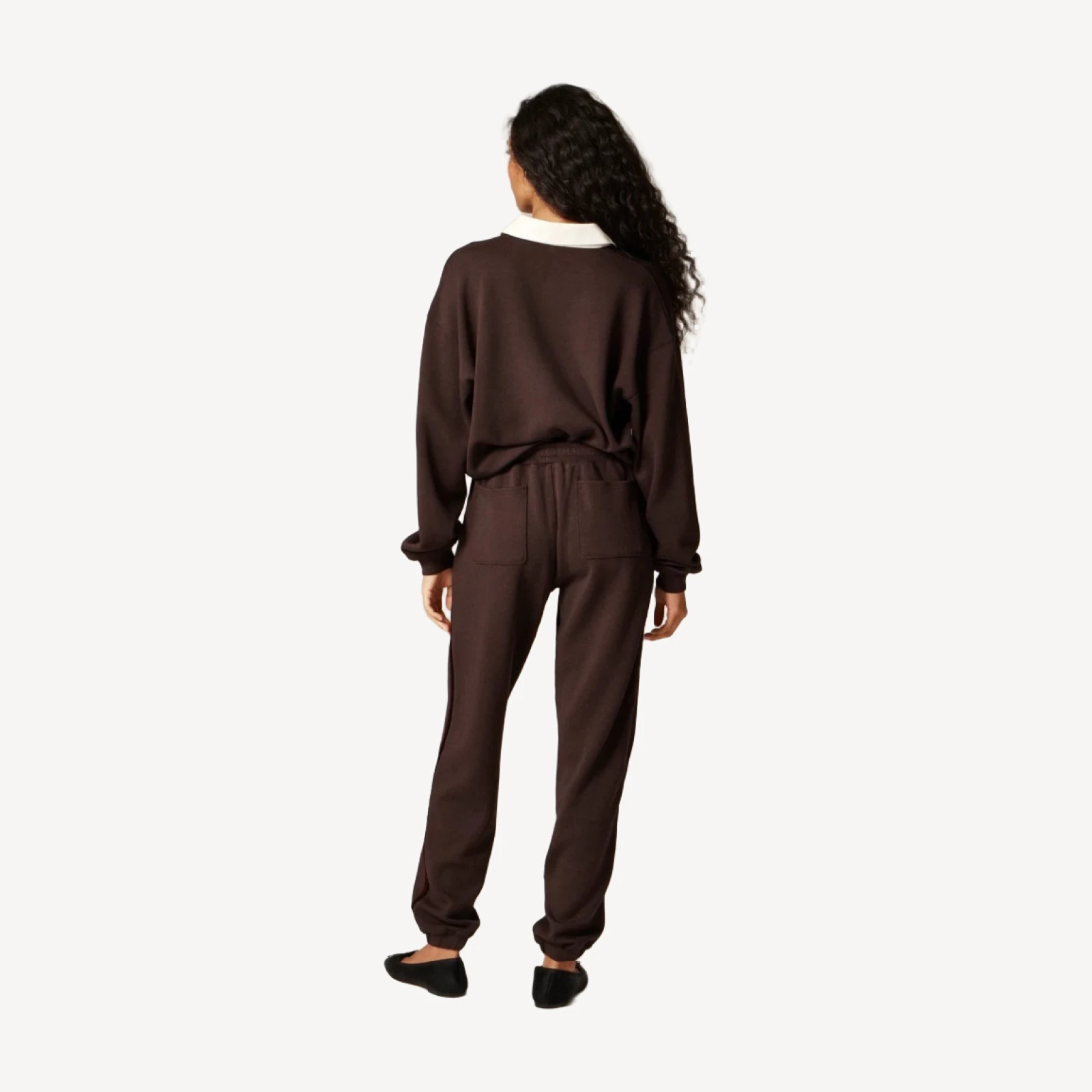 Scuba-knit jogger pant with velvet trim