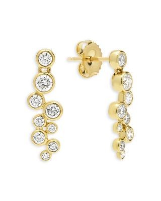 Lagos 18K Yellow Gold Fizz Diamond Bezel Linear Cluster Drop Earrings