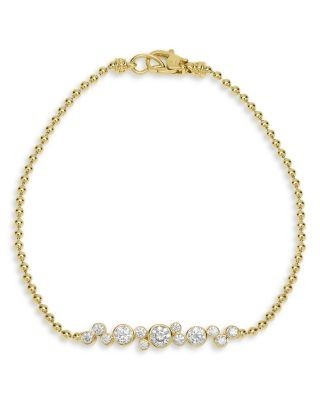 Lagos 18K Yellow Gold Fizz Diamond Bezel Horizontal Cluster Bead Link Bracelet