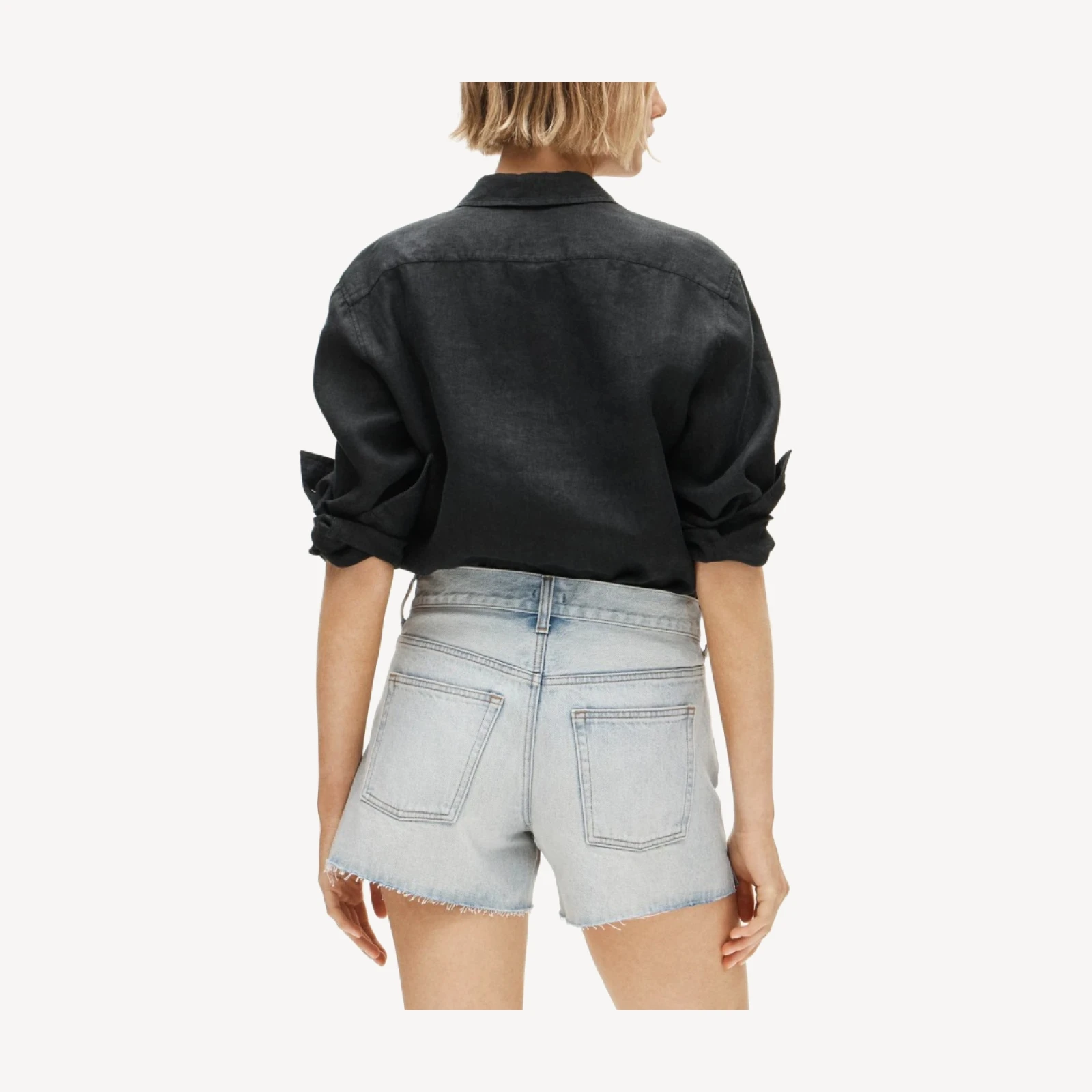 Mid-rise A-line denim short