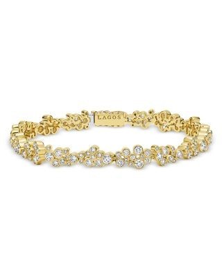 Lagos 18K Yellow Gold Fizz Diamond Bezel Cluster Tennis Bracelet