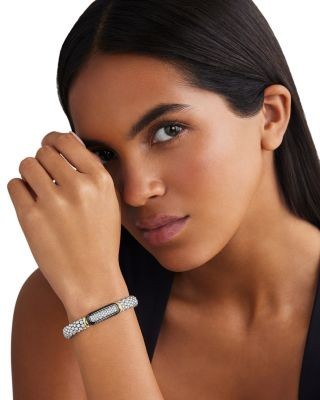 Lagos 18K Yellow Gold & Sterling Silver Black Caviar Diamond & Black Ceramic Cluster Bracelet