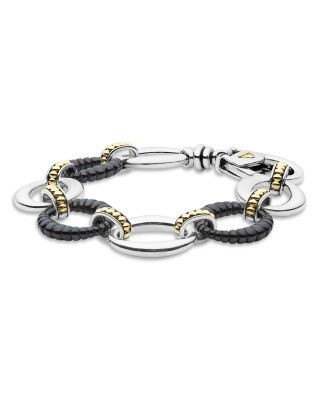 Lagos Two Tone Black Ceramic Link Bracelet
