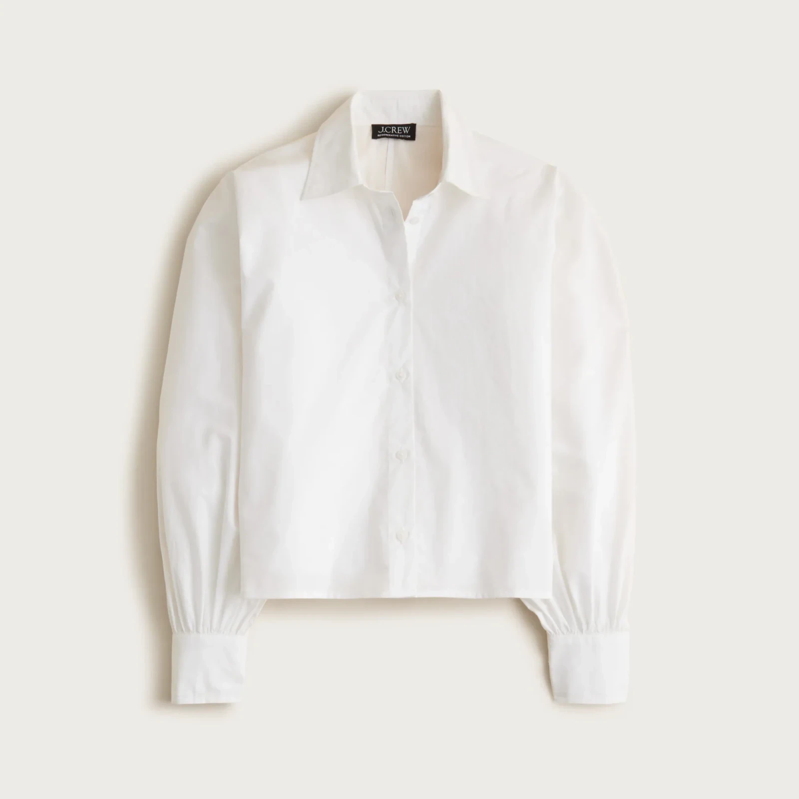 Dolman-sleeve button-up shirt in cotton poplin