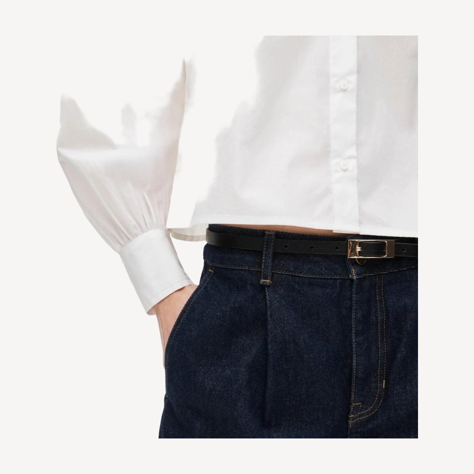 Dolman-sleeve button-up shirt in cotton poplin
