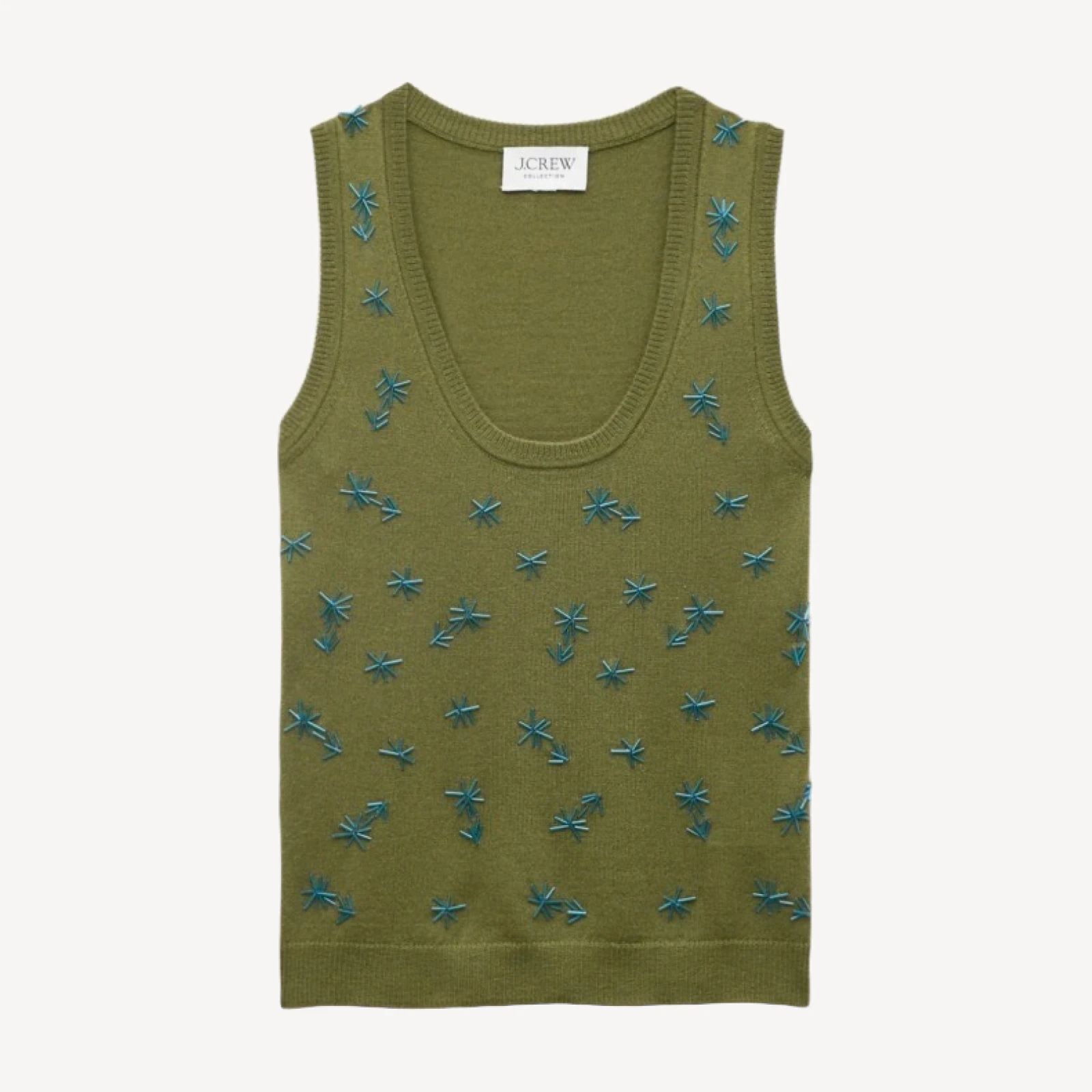 Scoopneck shell in merino wool with embellishments