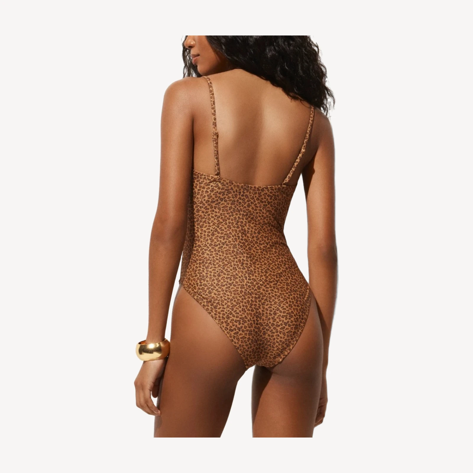 Squareneck one-piece in leopard print