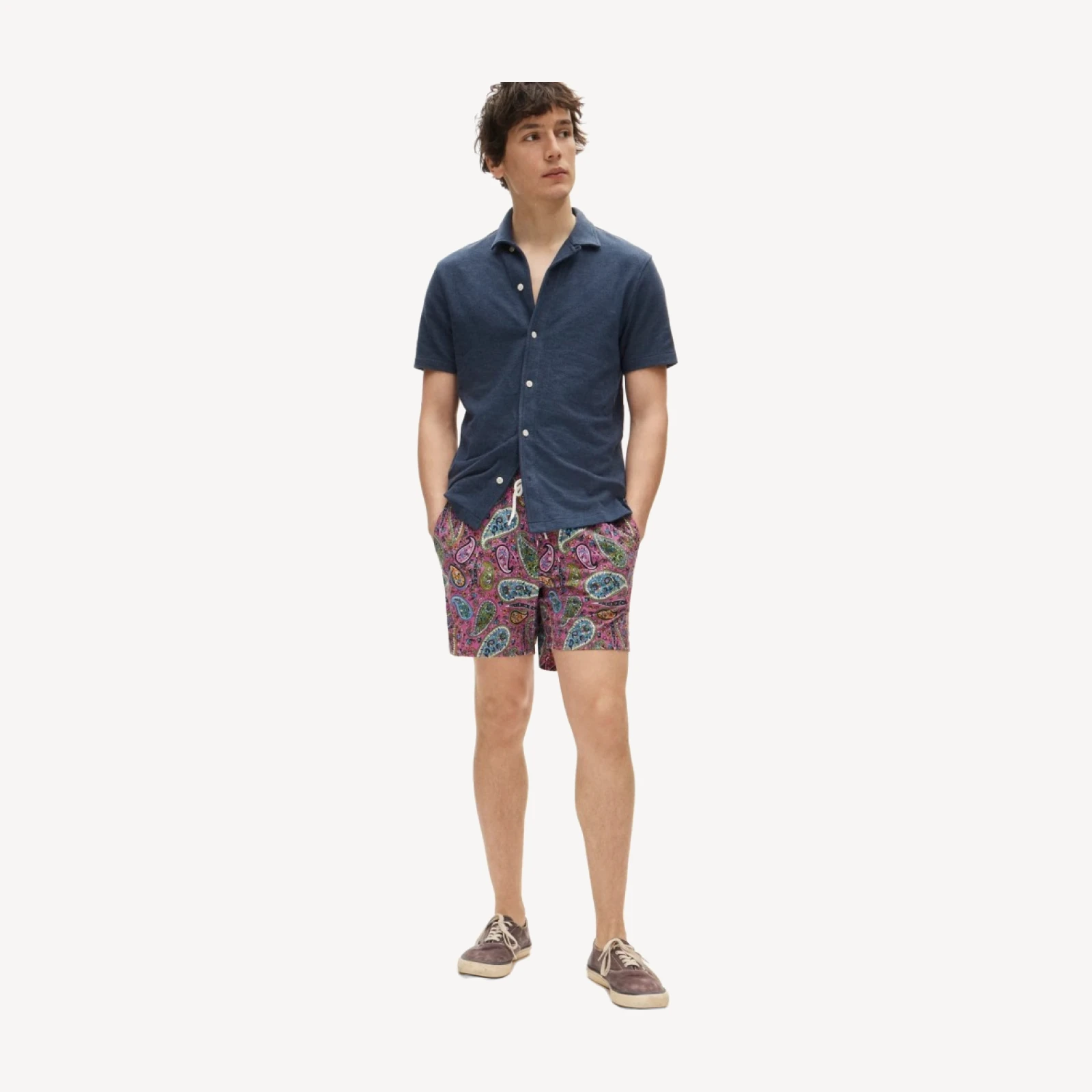 6" stretch swim trunk in print with ECONYL® nylon
