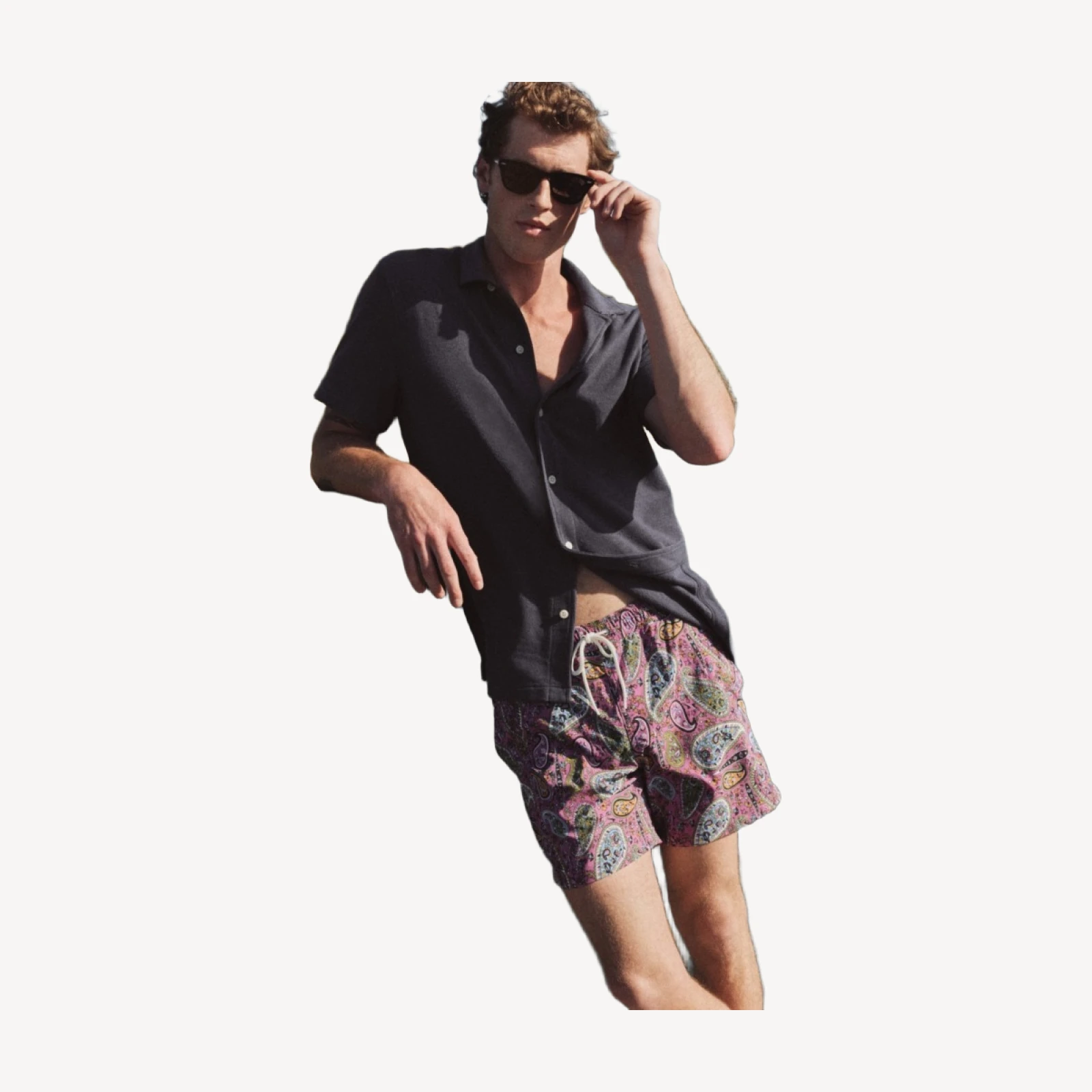 6" stretch swim trunk in print with ECONYL® nylon