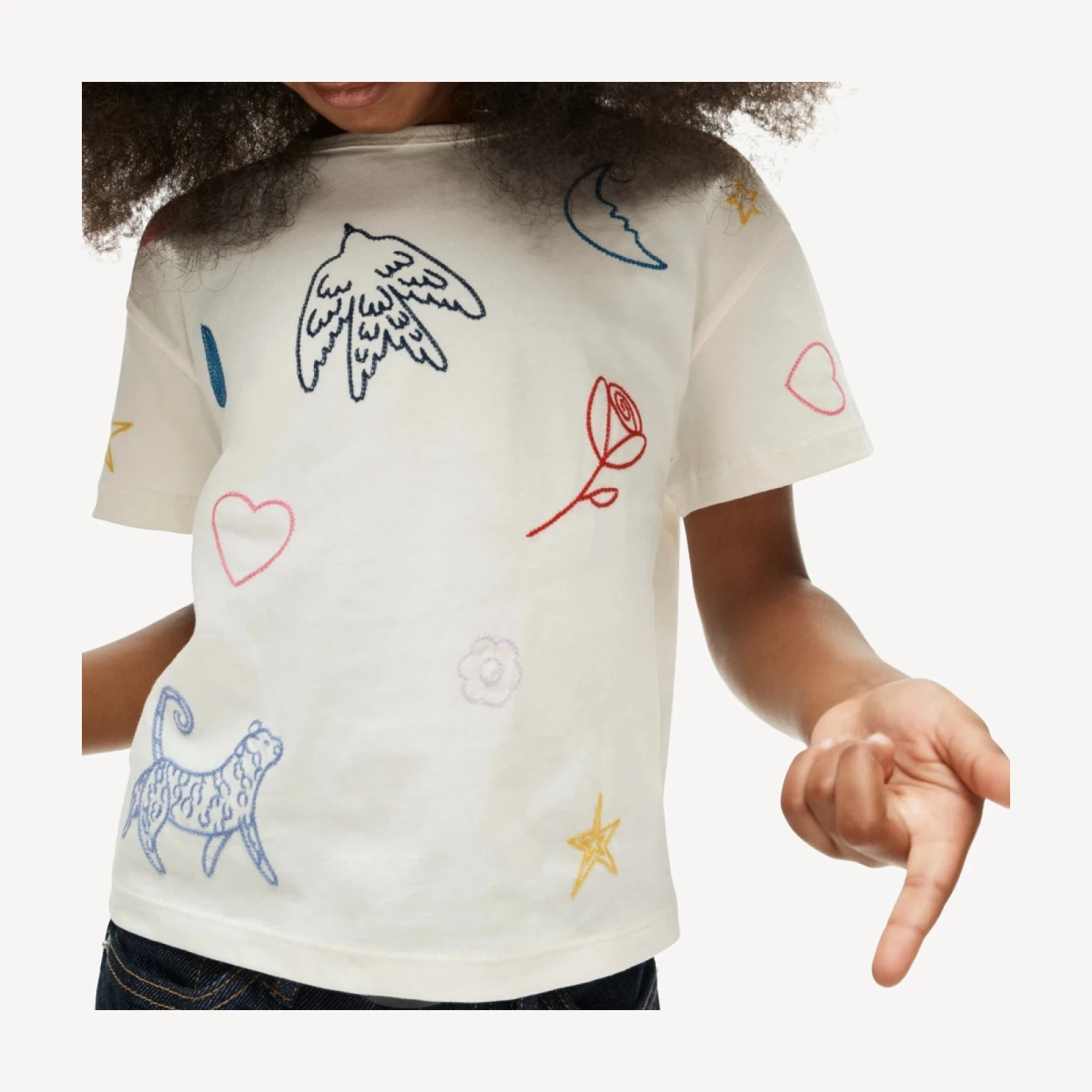 Girls' everyday T-shirt with embroidery