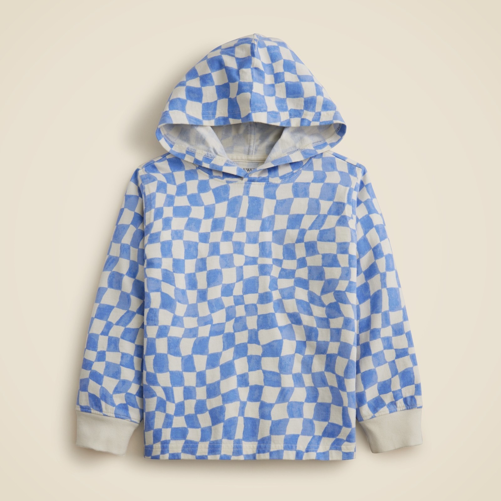 Kids' lightweight cotton hoodie in checkerboard