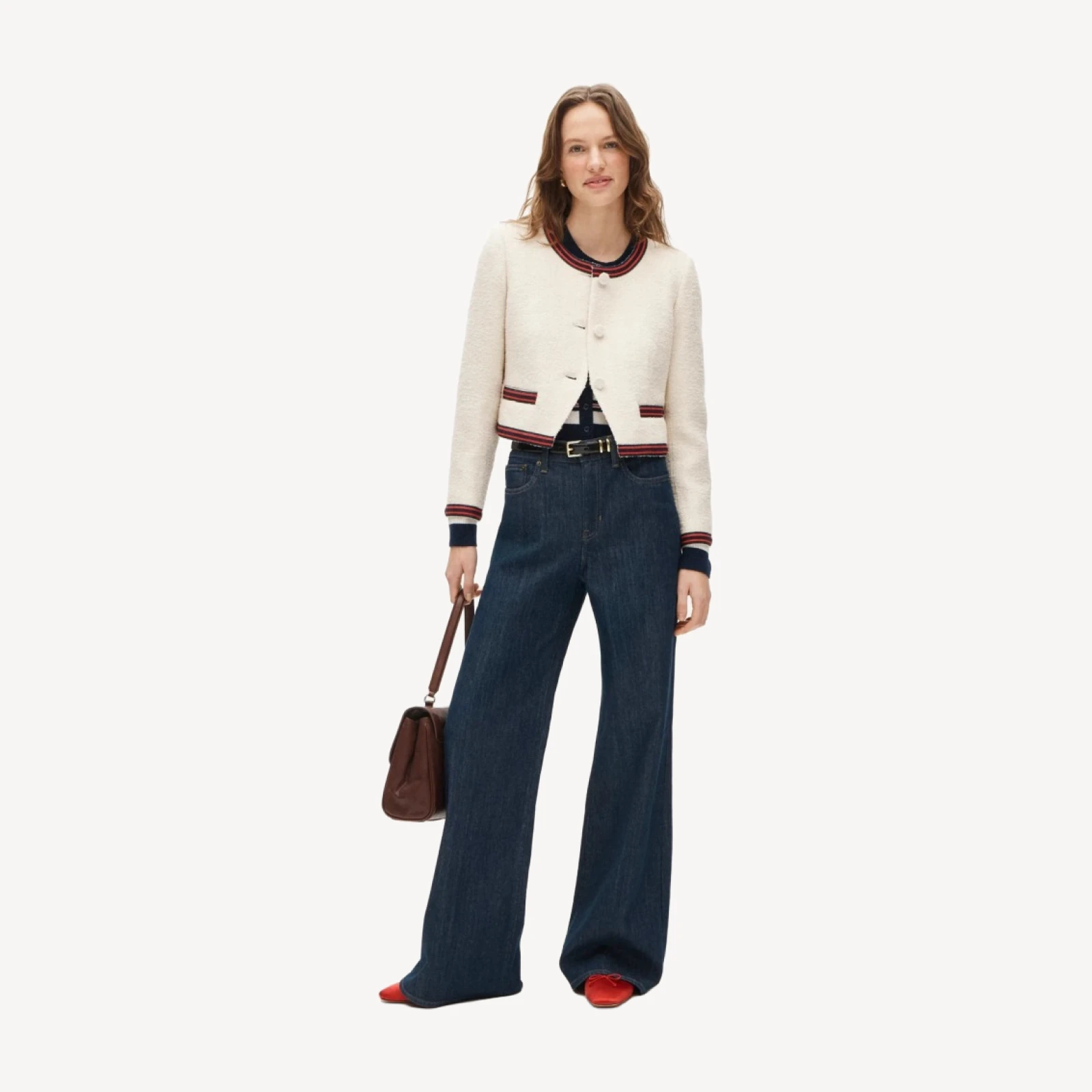 Contrast-trim lady jacket in bouclé tweed