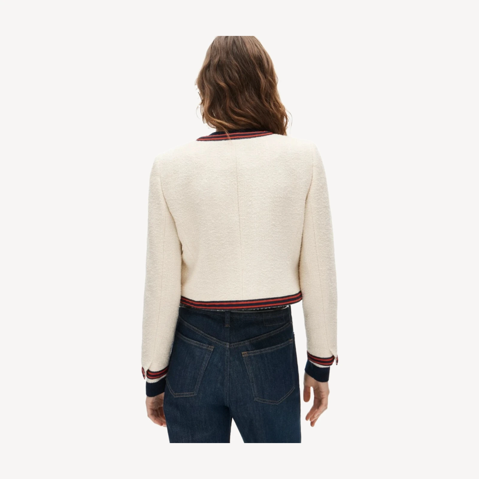 Contrast-trim lady jacket in bouclé tweed