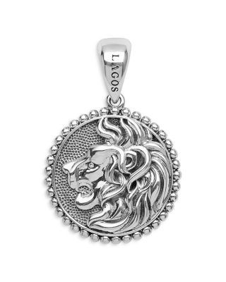 Lagos Men's Sterling Silver Anthem Lion Small Disc Amulet Pendant