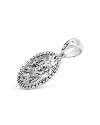 Lagos Men's Sterling Silver Anthem Lion Small Disc Amulet Pendant