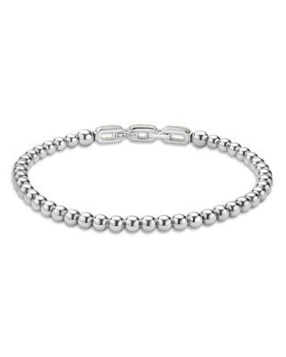 Lagos 18K Yellow Gold & Sterling Silver Caviar Lux Diamond Beaded Stretch Bracelet