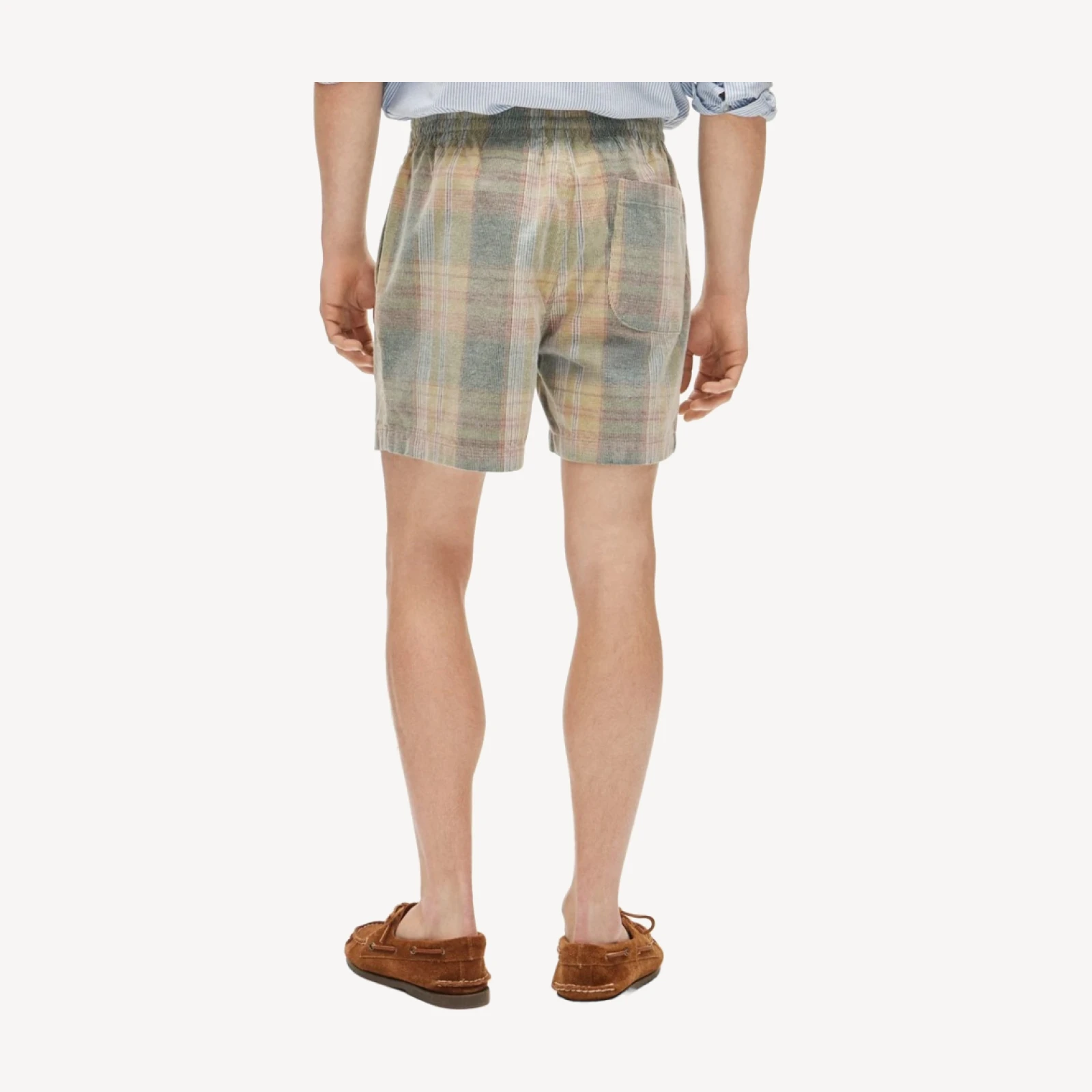 5" everyday drawstring short in plaid corduroy