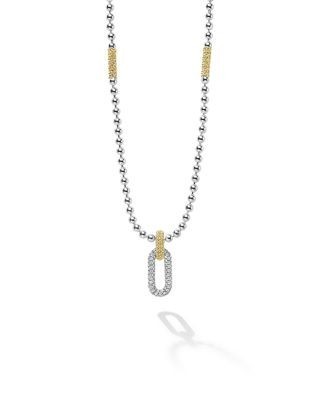 Lagos 18K Yellow Gold & Sterling Silver Caviar Lux Diamond Clip Pendant Necklace, 16-18 - Exclusive