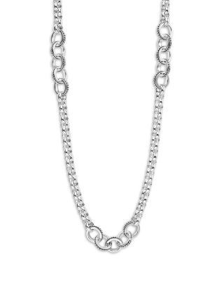 Lagos Sterling Silver Signature Caviar Interlocking Ring Station Necklace, 20