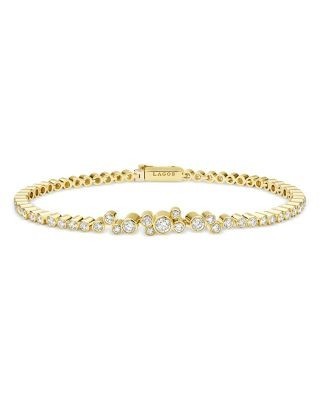 Lagos 18K Yellow Gold Fizz Diamond Bezel Cluster Tennis Bracelet