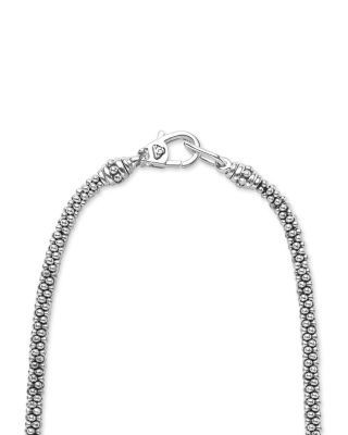 Lagos Sterling Silver Signature Caviar Interlocking Silver Pendant Necklace, 18