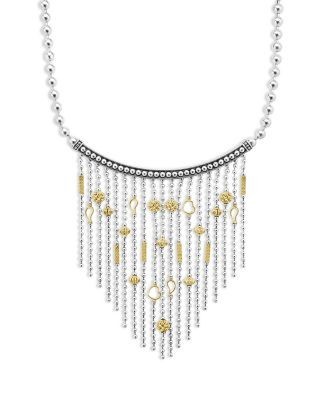Lagos Sterling Silver & 18K Yellow Gold Caviar Multi Strand Necklace, 16