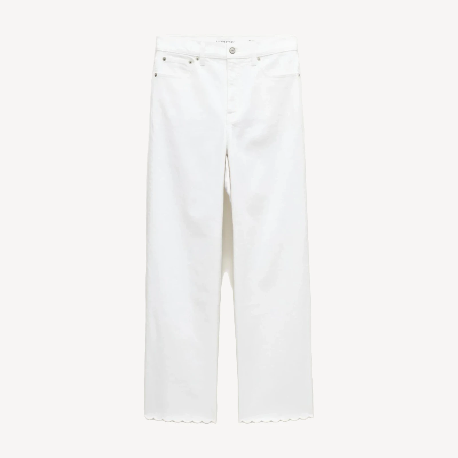 Scallop-trim slim-wide jean