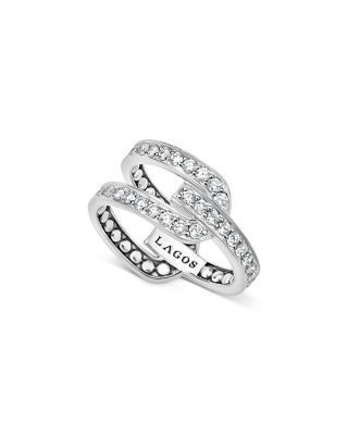 Lagos Sterling Silver Diamond Caviar Linear Ring