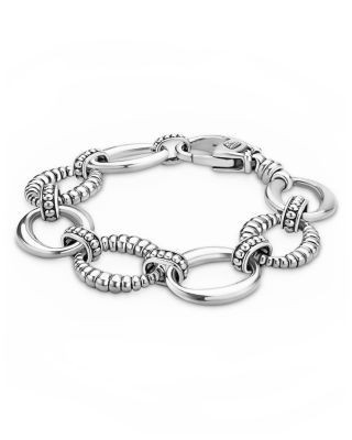 Lagos Sterling Silver Signature Caviar Oval Fluted Link Bracelet