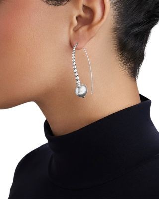 Lagos Sterling Silver Caviar Bubbly Graduated Bead Threader Earrings