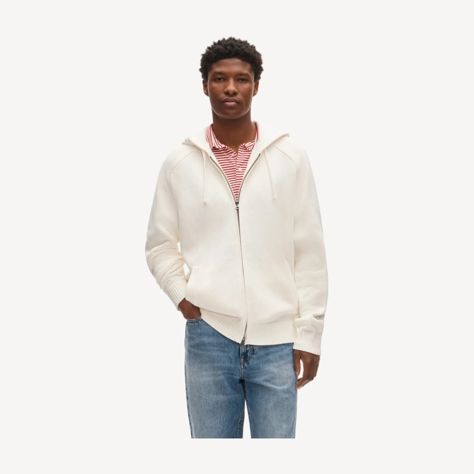 Heritage cotton hooded full-zip sweater