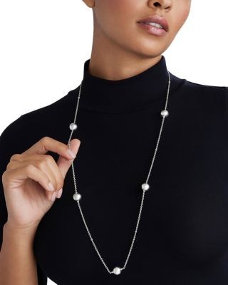 Lagos Sterling Silver Caviar Bubbly Bead Long Station Necklace, 34