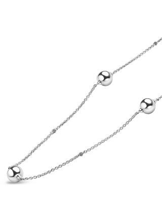 Lagos Sterling Silver Caviar Bubbly Bead Long Station Necklace, 34